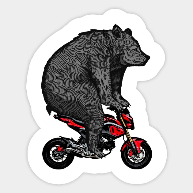 Big Bear on a Minibike Sticker by TripleTreeAdv